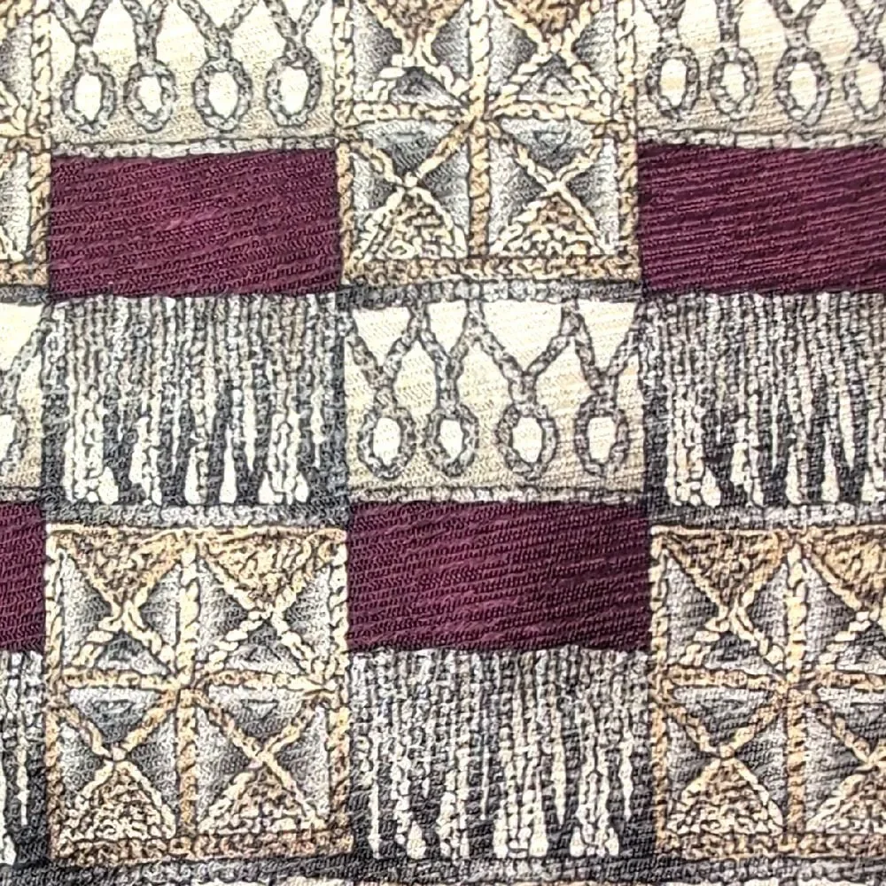Mulberry Burgundy and Gold Patterned Italian Silk Tie